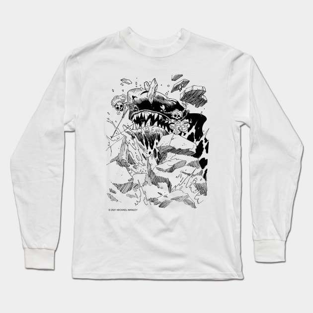 Death Shark Long Sleeve T-Shirt by drawmanley